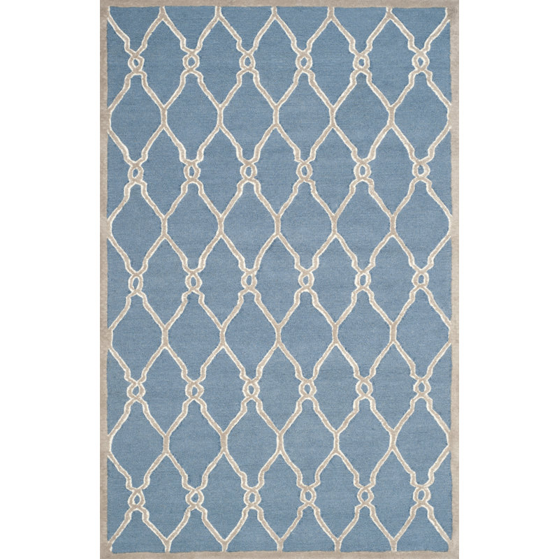Albatross Geometric Wool Hand Woven Area Rug, Rectangle 91 x 152cm