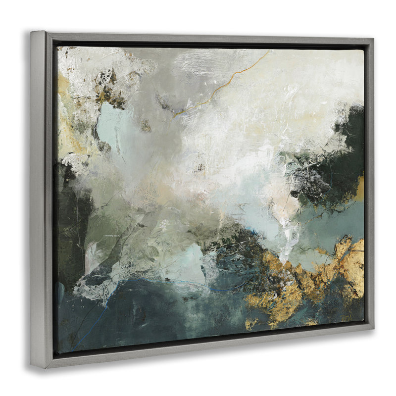  «Stormy Dark Abstraction», art mural encadré flottant par Design Fabrikken, H 25 po x l 31 po, Cadre flottant gris lustré