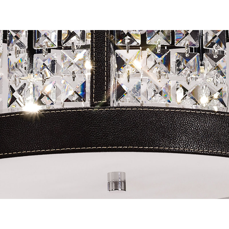 Faux Leather Flush Mount, Dark Brown