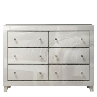 Savannah 6-Drawers 57.5 in. White Dresser
