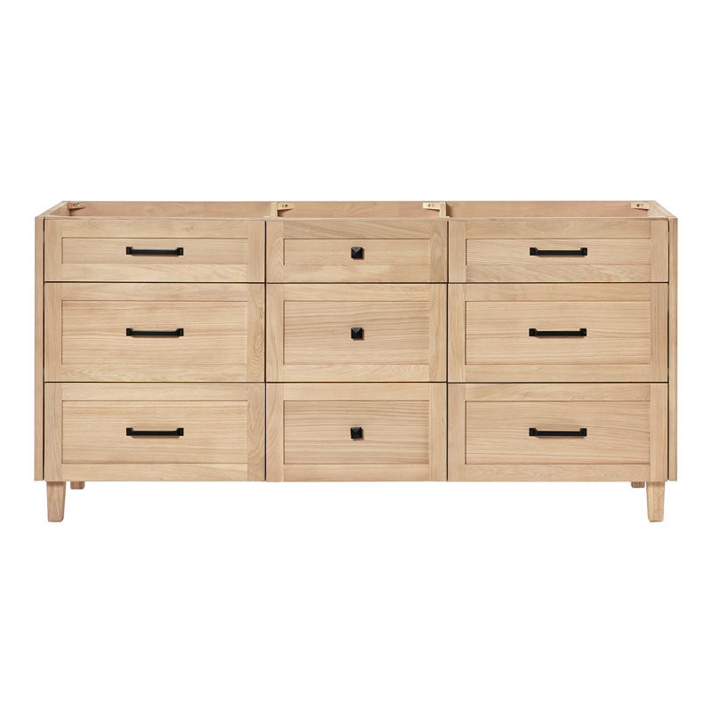 ARIEL Monroe 72 Double Bathroom Vanity Base Only, Oak