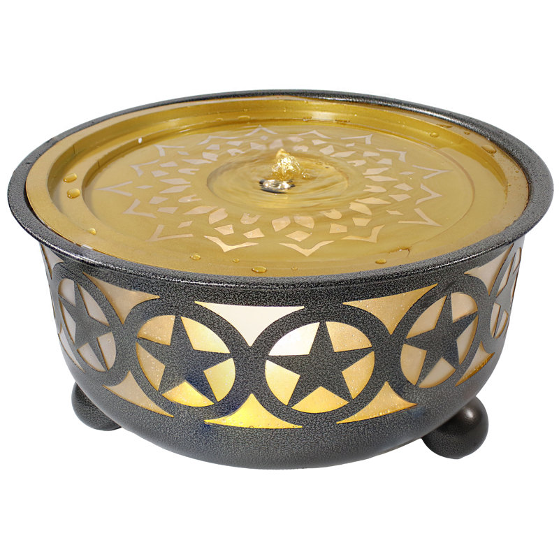 Kieli Galvanized Iron Star Weather-Resistant Outdoor Water Fountain with LED Light