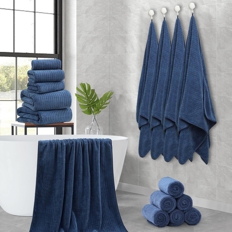 18 Piece 600 GSM Microfiber Towel Set Soft Fluffy Absorbent Quick Dry Complete Bathroom Towels Set