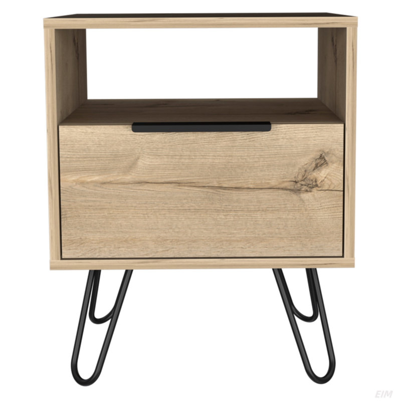 Jacara 17.7'' W Metal Nightstand, Oak