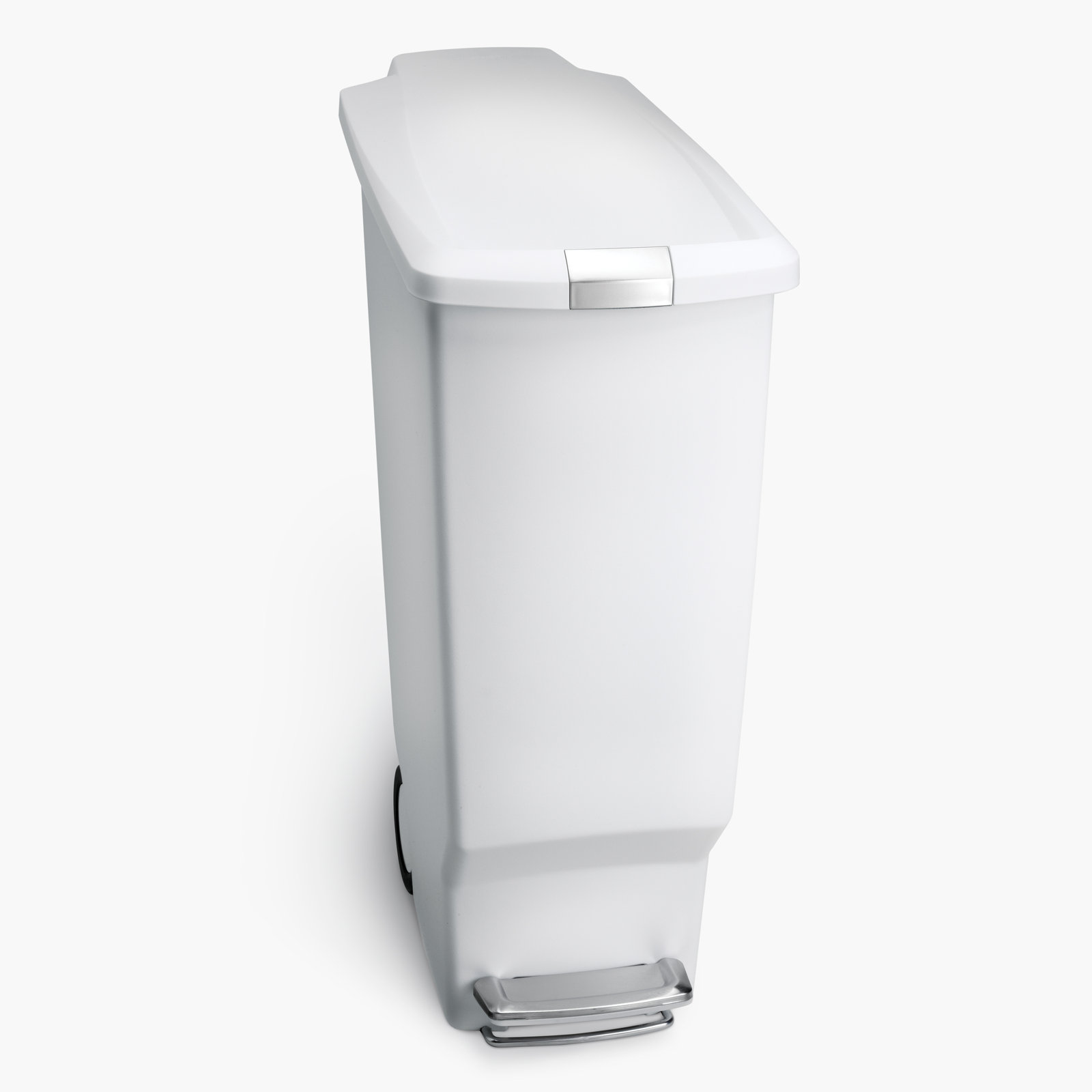 simplehuman 10.6gal Slim Step-On Can, White