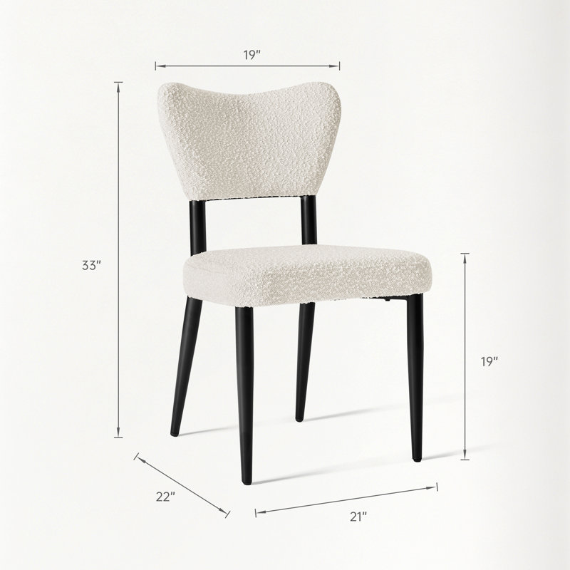 Upholstered 18.5" Seat Height Bouclé Curved Back Accent Chair, Beige