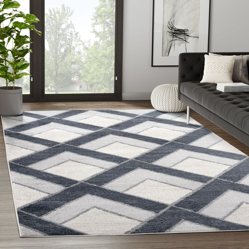 Geometric Indoor Rug, Rectangle 4' x 6'