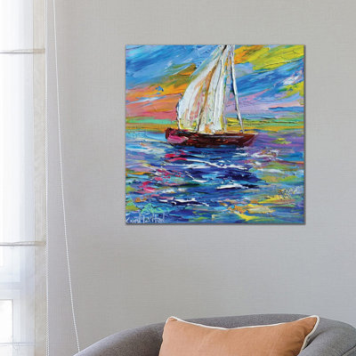 Sailing by Sunset Light 1 Piece Wrapped Canvas Painting