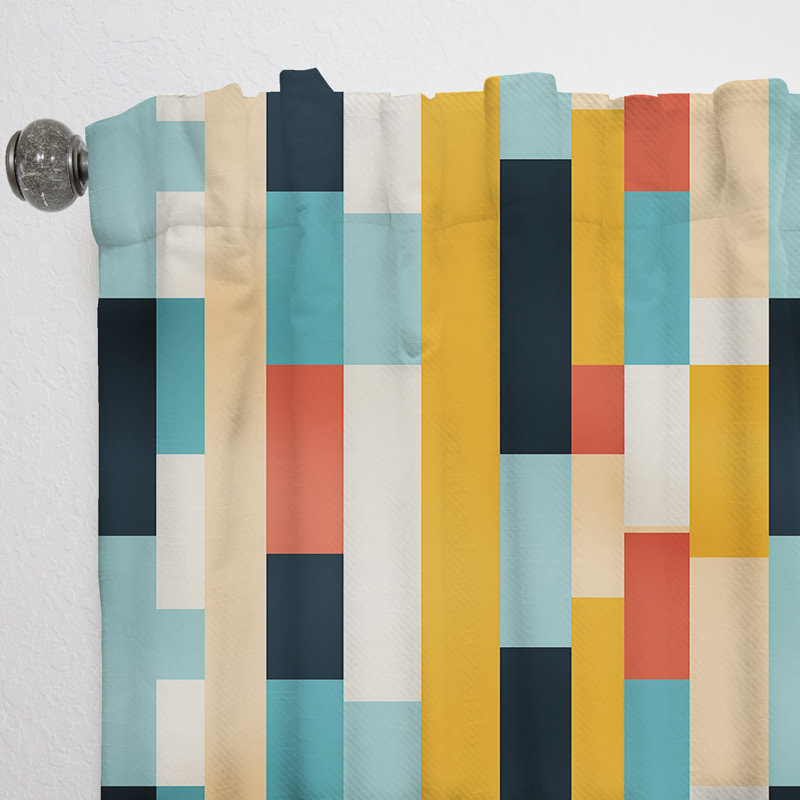 Midcentury Stripes Revival - Mid-Century Curtain - Velvet Room Darkening - 1 Panel, 52" W x 63" L