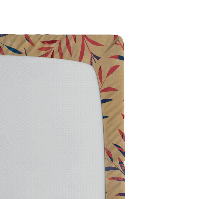 Drap-housse Ambesonne, Drap-housse pour lit simple TG, Lavande foncé / motif floral corail foncé