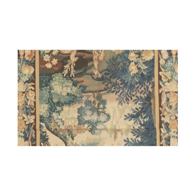 Tapis crème et bleu noué à la main de haute qualité