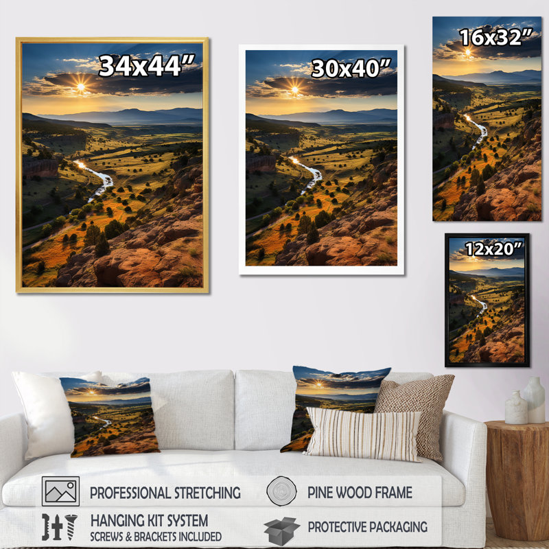 Barraco Colorado Landscape III - reproduction d'art sur toile, Cadre flottant doré, H 40 po x l 30 po x P 1,5 po