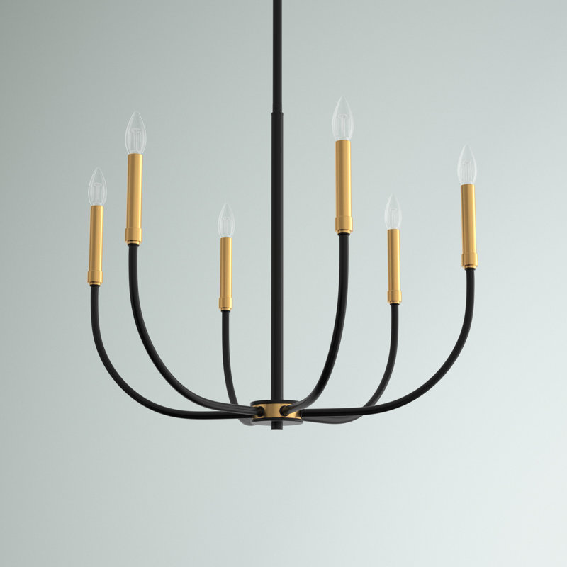 6 - Light Dimmable Classic / Traditional Chandelier, Olde Brass