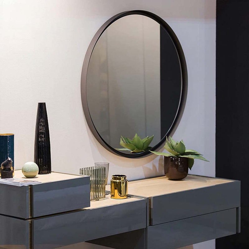 Miroir mural pour salle de bain, 24 po x 24 po, Noir