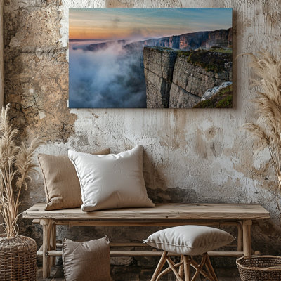 Canvas A Dramatic Cliff Edge Juts Out Into A Misty Abyss Wall Art Capturing The Essence Of Rugged Natural Beauty The Cliff S Bringing Canvas Wall Art