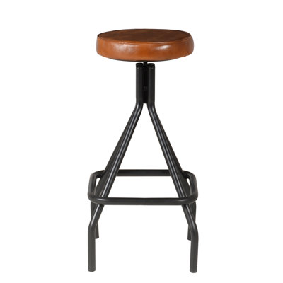 Braun Upholstered Counter Stool with Metal Frame