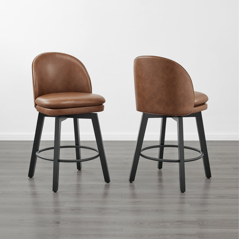 Tabouret de comptoir pivotant rembourré, Brun, 2