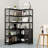 6-shelf Corner Bookshelf, Vintage Industrial Corner Bookshelf Etagere Bookcase, Large Book Shelf With Metal Frame Open Storage Corner Cabinet (black-lockers)