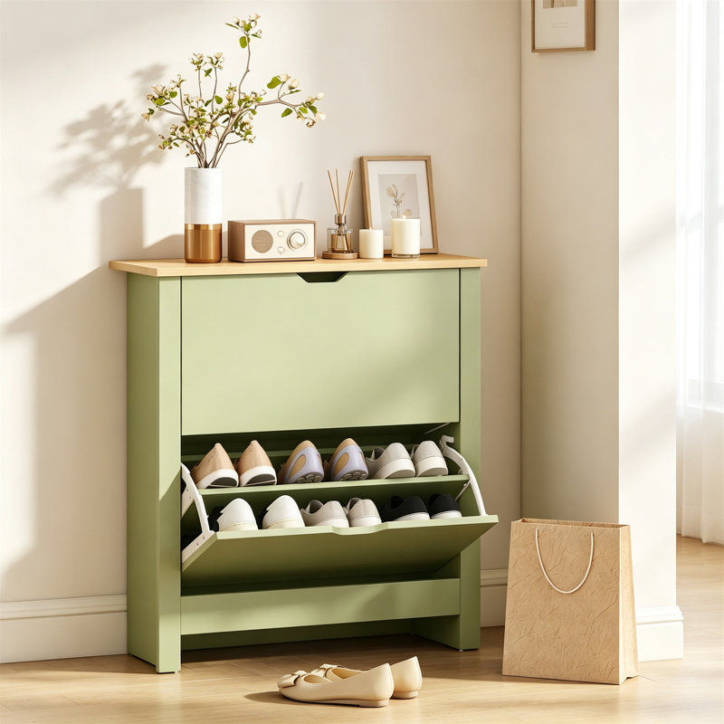 12 Pair Shoe Storage Cabinet, Green