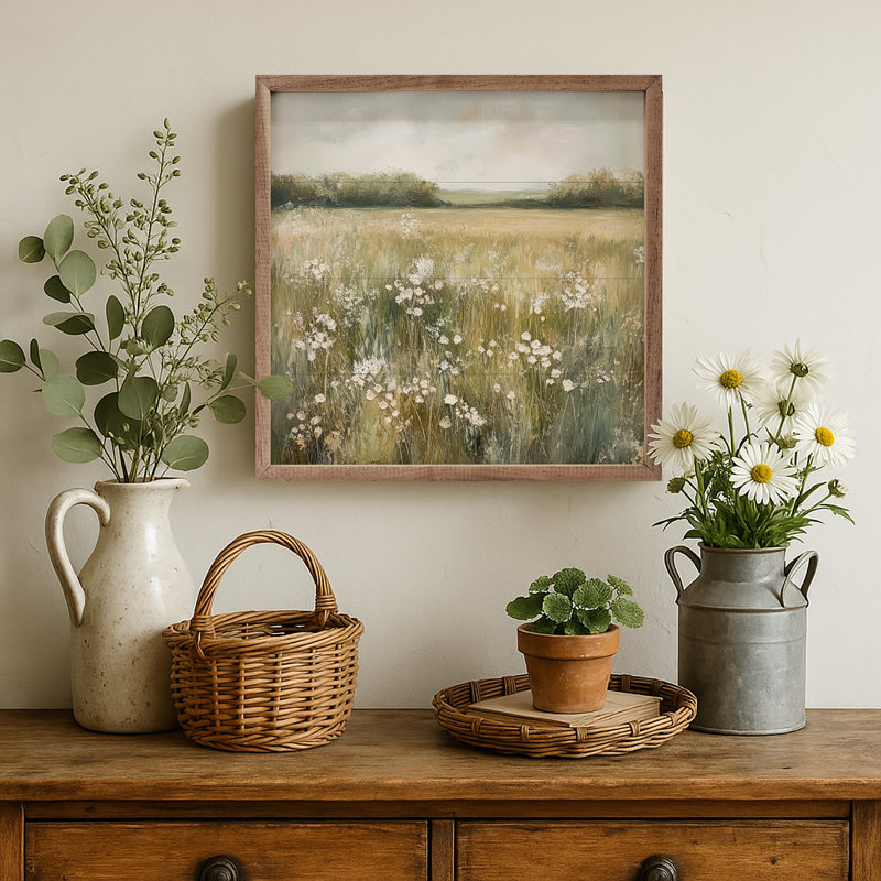 «Neutral Field Of Flowers» par Petals Prints Design, H 4 po x l 4 po