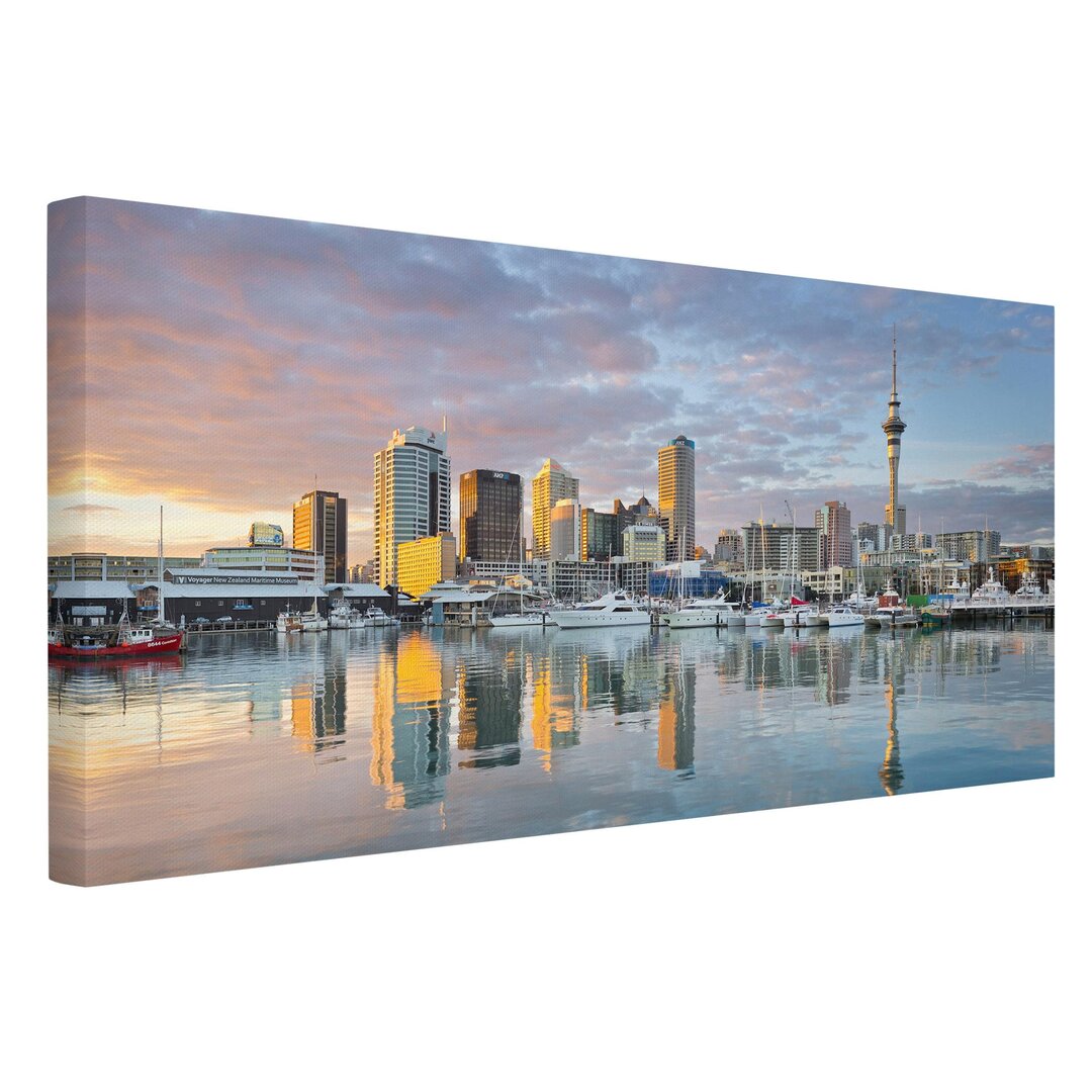 Leinwandbild Auckland Skyline Sonnenuntergang