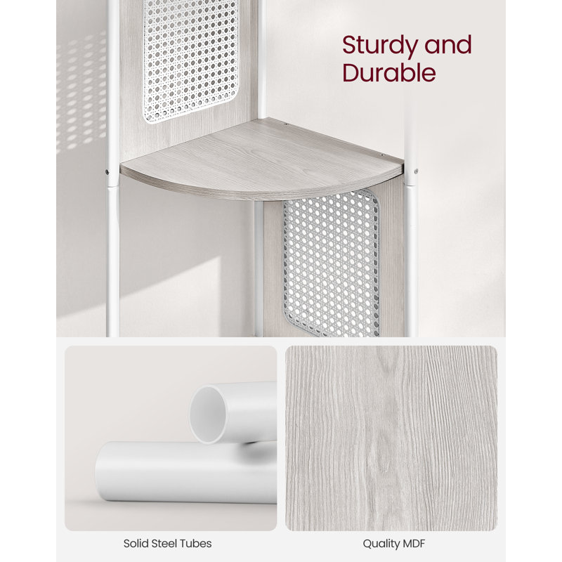 Alverna 156cm H x 32cm W Corner Bookcase, Oatmeal Beige