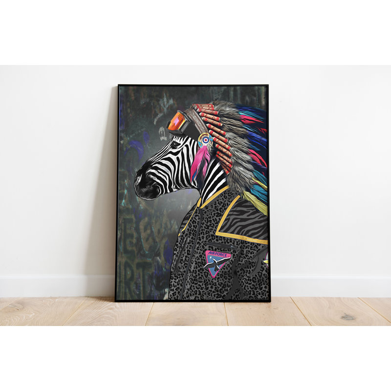 Chief Cherokee Zebra Animal - Print, 41" H x 30" W x 2.5" D