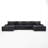 6 - Piece Upholstered Gray Faux Rabbit Fur Flannel Modular Sectional Sofa with Throw Pillows & Removable Ottomans-1911773213