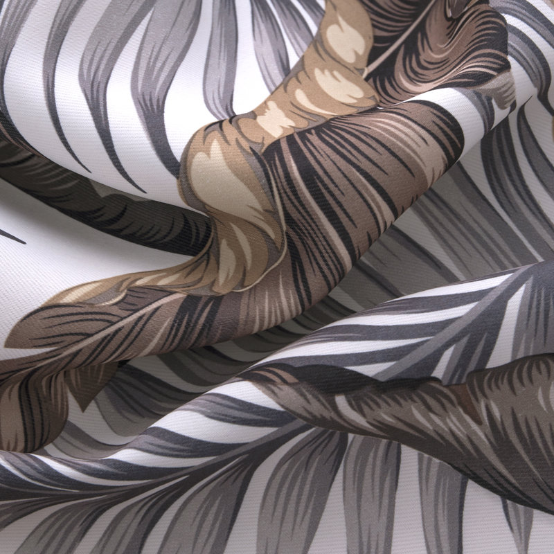 Rideau de fenêtre obscurcissant à motif de feuilles tropicales Brésil 90 ", Taupe