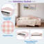 Lit de jour rembourré avec tête de lit en forme de nuage, conception Vichy, pieds en métal doré et support à lattes en métal-334808961