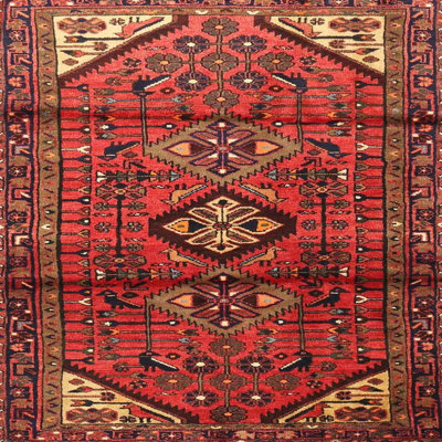 Tapis rouge/brun/beige traditionnel Veana