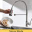 Robinet de cuisine à DEL avec douchette rétractable, nickel brossé, poignée simple, évier escamotable et évier de salle de bain, rotatif