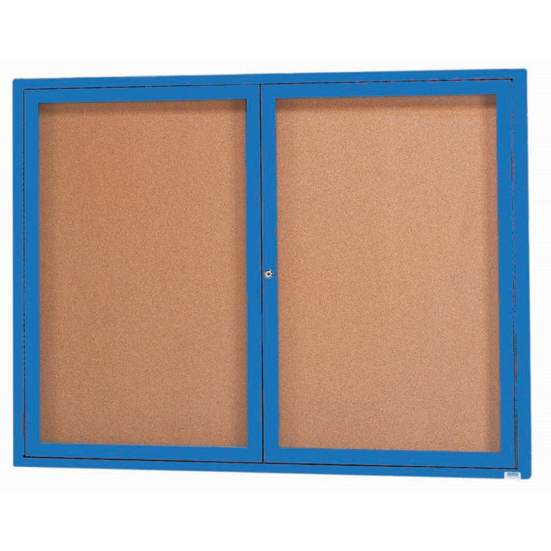 Panneau d'affichage mural fermé avec éclairage DEL, Bleu, Deux, H 36 po x l 48 po