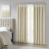 Emilia Faux Silk Twist Tab Total Blackout Single Window Curtain Panel