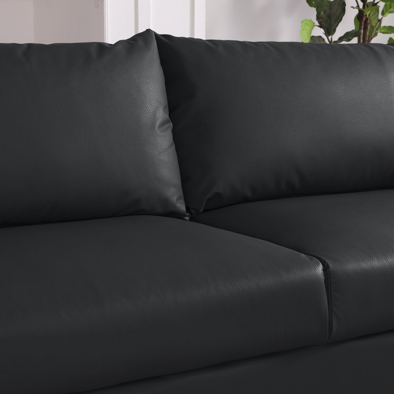 81'' Modern Style Upholstered Sofa With 2 Toss Pillows, Black