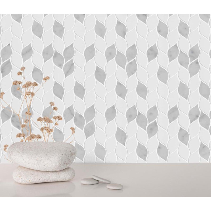 Ava 1.8" x 2.5" Marble Novelty Mosaic Wall Tile, Gray/Beige