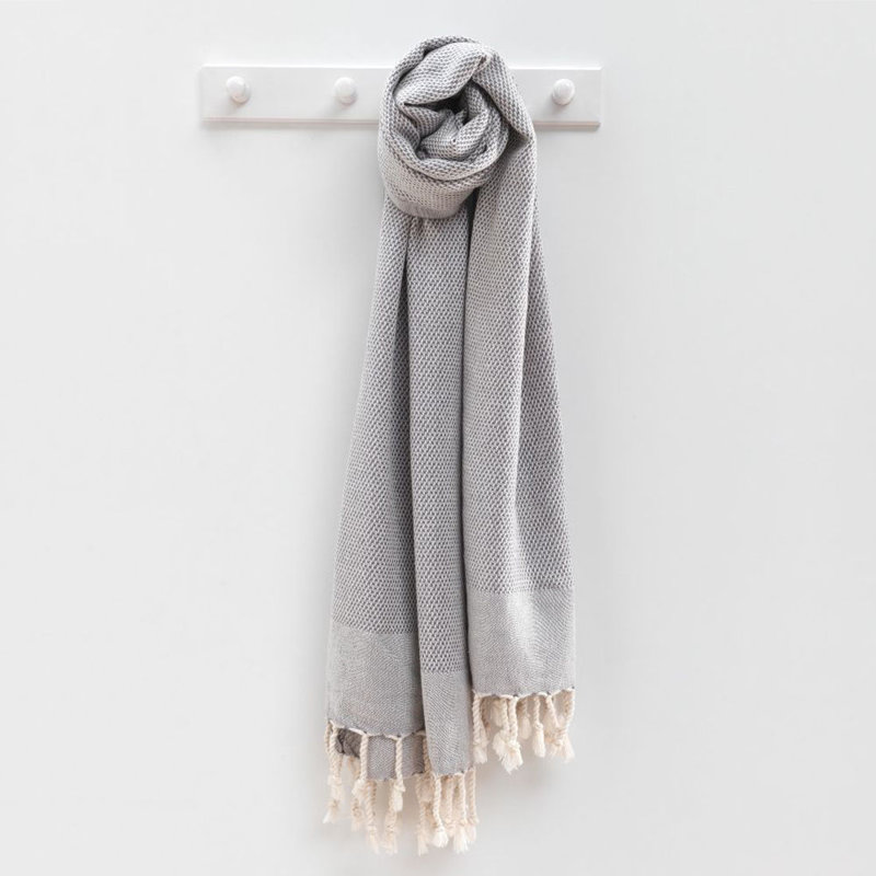 Serviette de plage 100% coton de qualité supérieure Fouta, 35,4 po x 68,9 po | Tissu ultra doux très absorbant, 8,9 oz / pied carré | Lavable à la machine, couleur anthracite | Parfait pour la plage, le spa ou la maison, confort luxueux