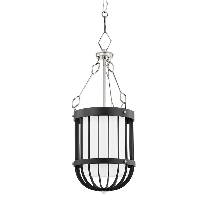 Landon 1 - Light Unique / Statement Cylinder Pendant, Aged Brass/Black