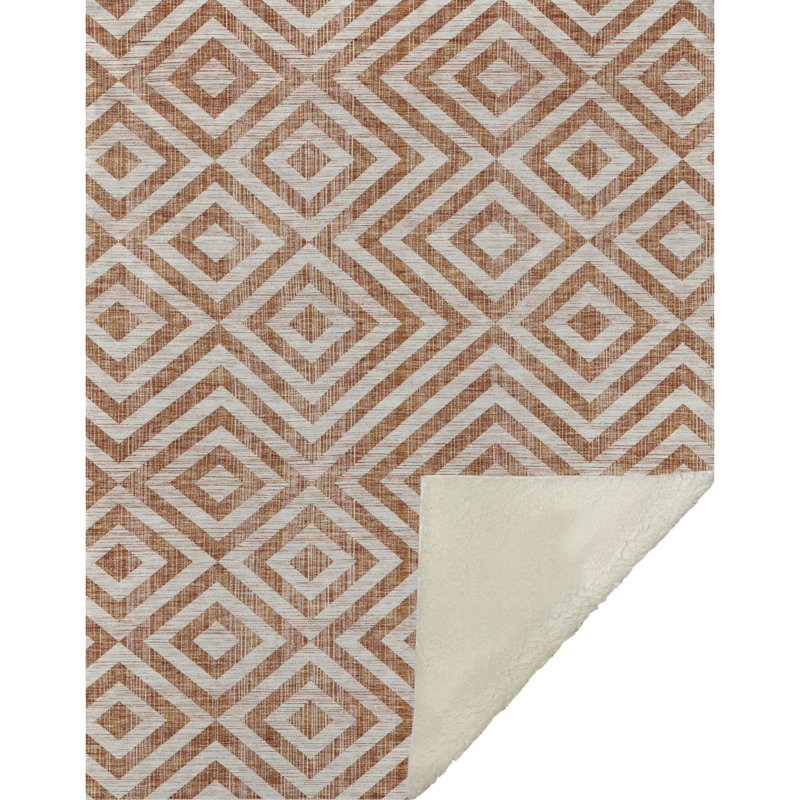 Jeté géométrique Addison Sherpa ASB733, Terracotta