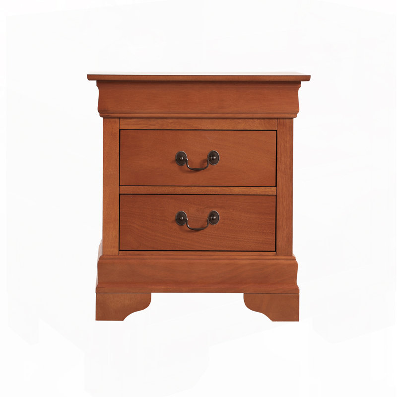 Kolbeinn Traditional Design Nightstand 1Pc Antique Drop Handles Drawers Bed Side Table Bedroom Furniture, Oak