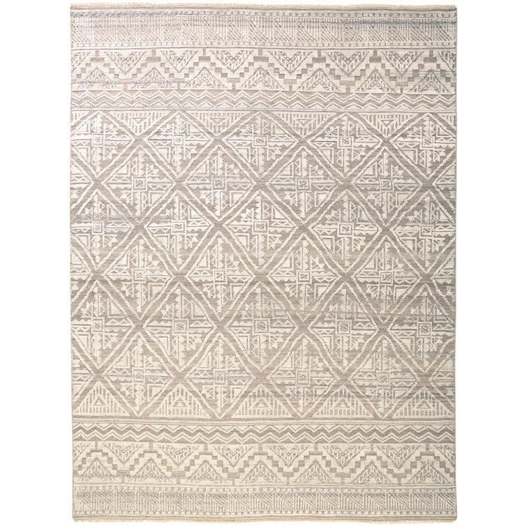 Tapis beige en coton / laine noué à la main Authement