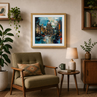 City Of Belfast Abstract Expressionism - Single Picture Frame Print on Wood