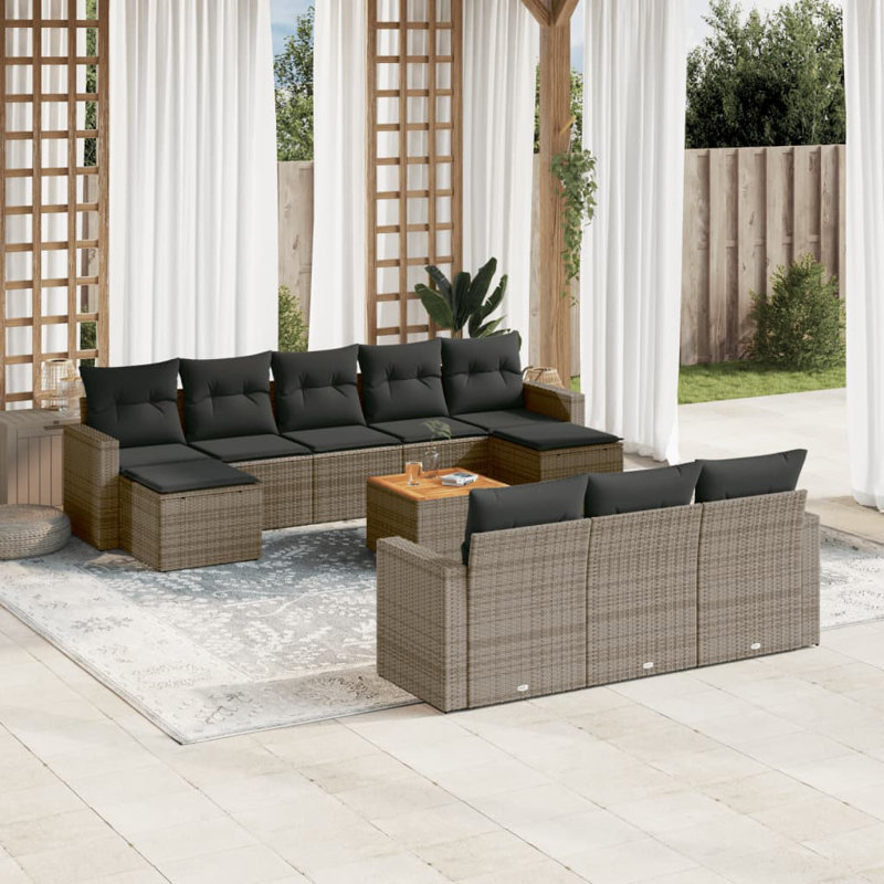  Ensemble de canapé de jardin gris