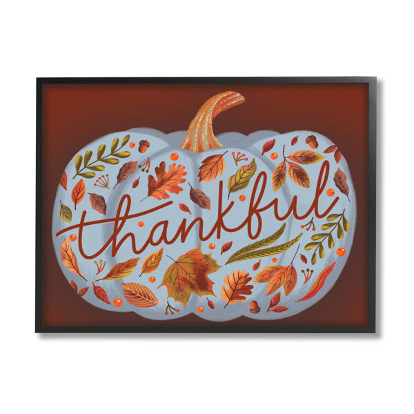 Stupell Industries Thankful Leaf Patterned Pumpkin at-246 | Wayfair