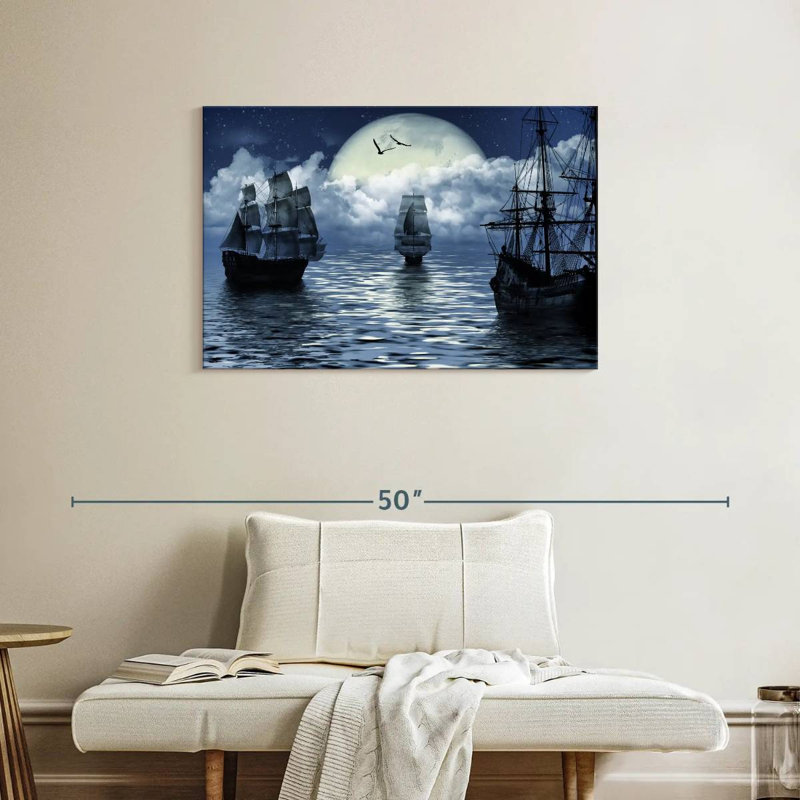 Vieux bateau à voile, reproduction sur toile, L 24 po x H 36 po
