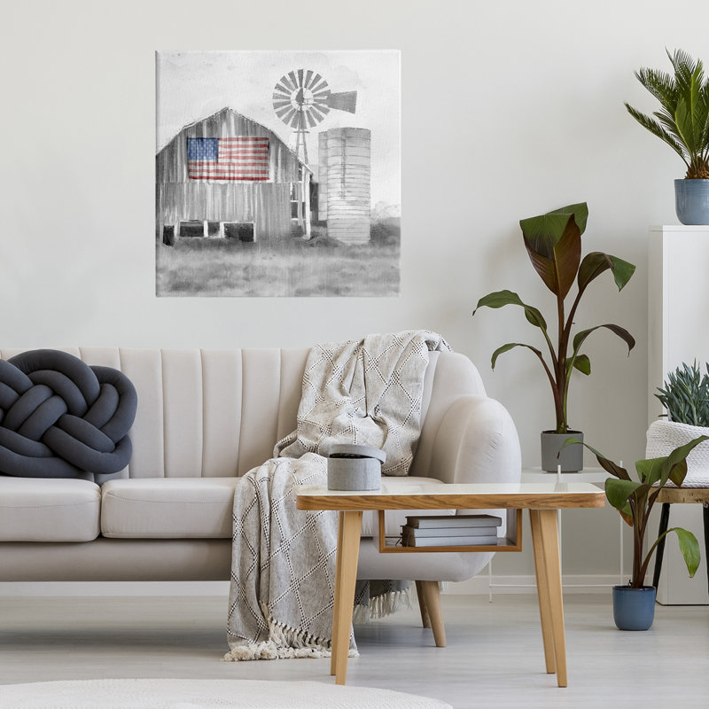 «Grandfather's Barn with Flag Canvas», conception de Kim Allen, H 24 po x l 24 po