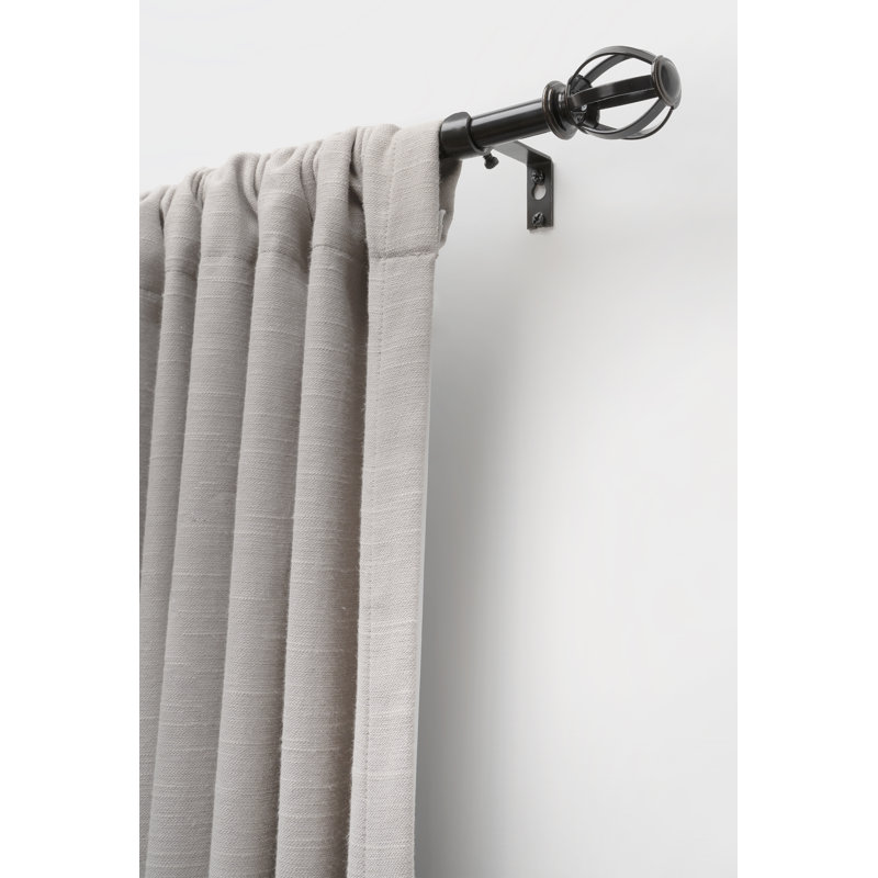 Tringle à rideaux simple drapée avec draperie adyan, H 3,3 po x l 48 à 84 po x P 3,3 po, Bronze frotté à l'huile