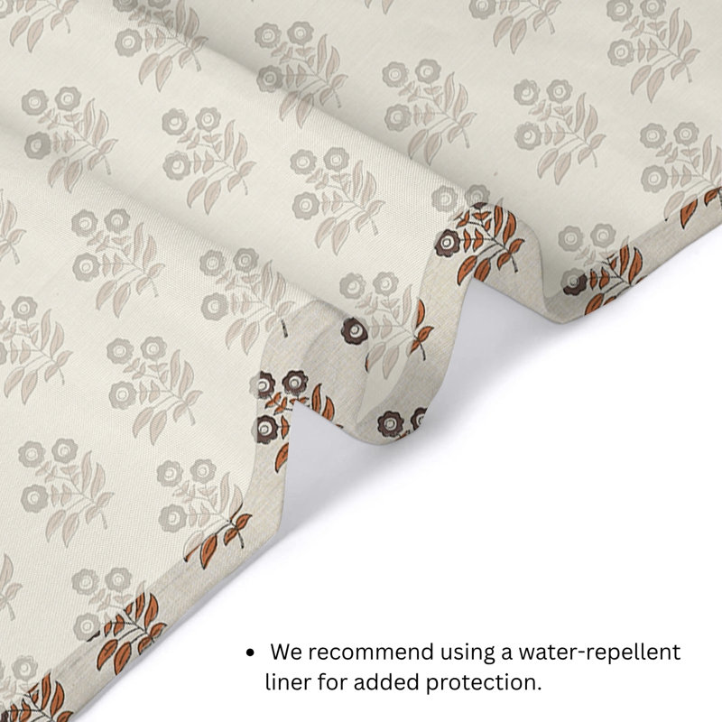 Rideau de douche fabriqué à la main à motif floral indien |  Accessoire de salle de bain, Neha, brun, H 18 po x l 40 po