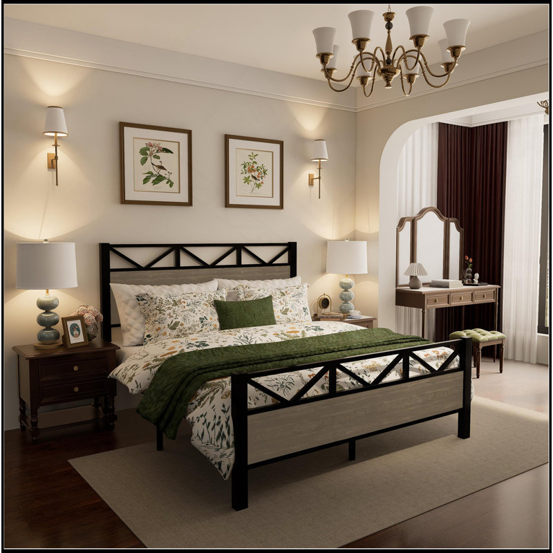 Full Size Bed Frame,Easy Assembly, Brown