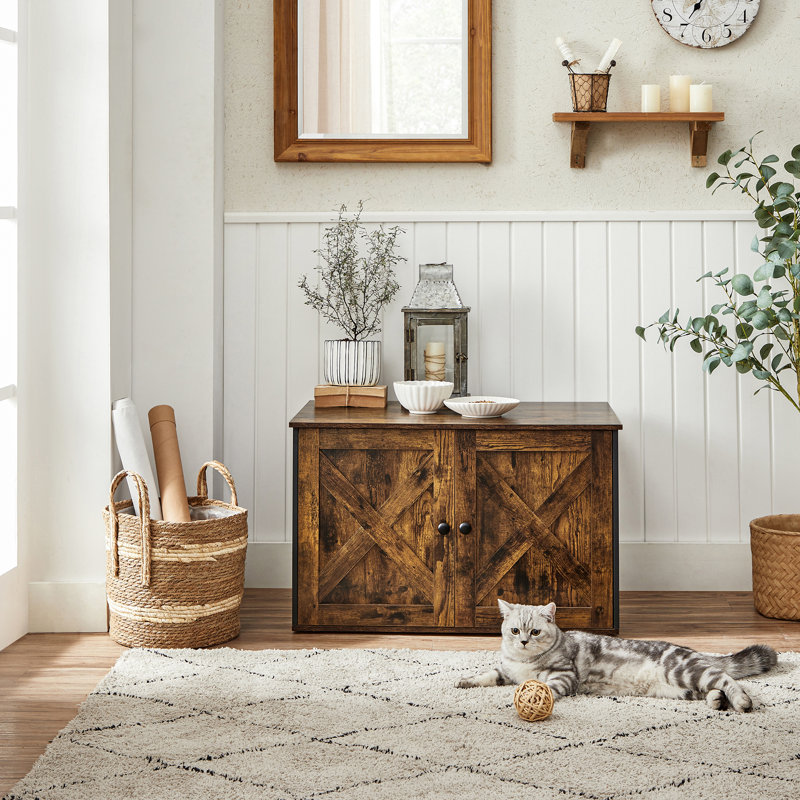Litter Box Enclosure, Rustic Brown/Black